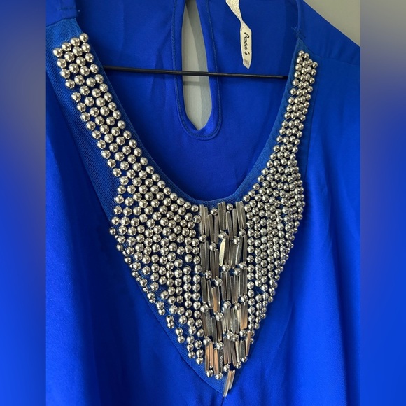 Pecas, size M Elegant Royal Blue Metalic hardware  Women's Blouse - Picture 3 of 5